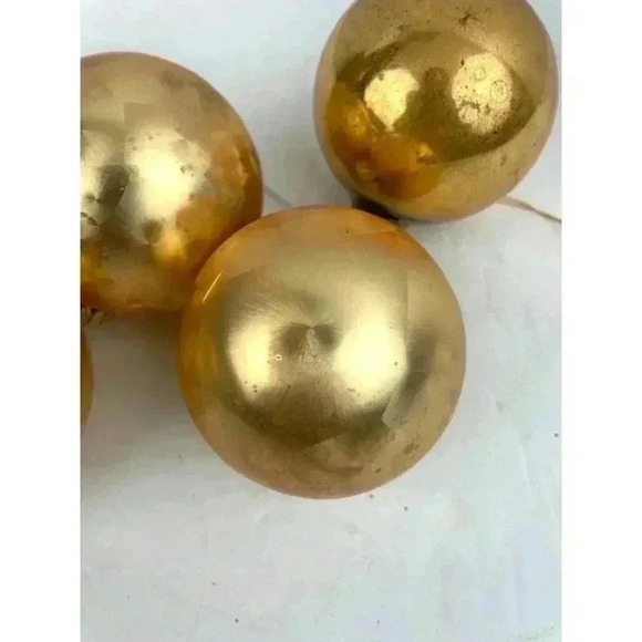 VTG Lot of 5 Gold Mercury Glass Christmas Ornaments Made in USA Holidays - Picture 5 of 14